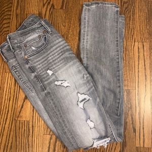 GRAY RIPPED MENS AMERICAN EAGLE JEANS